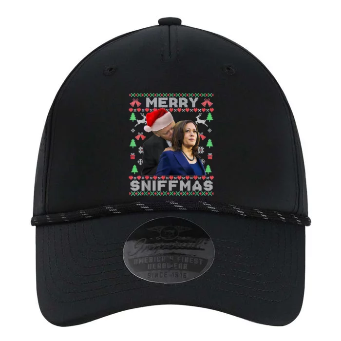 Merry Sniffmas Christmas Anti Biden Ugly Christmas Sweater Performance The Dyno Cap