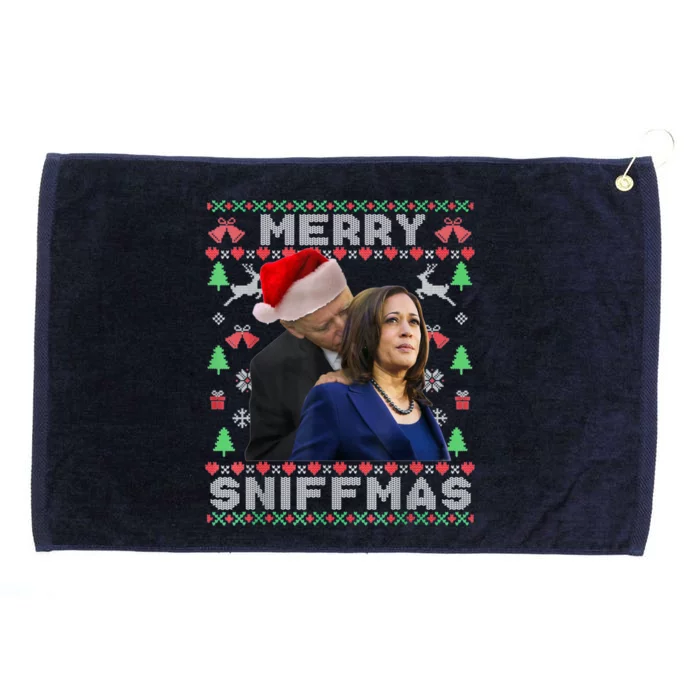 Merry Sniffmas Christmas Anti Biden Ugly Christmas Sweater Grommeted Golf Towel