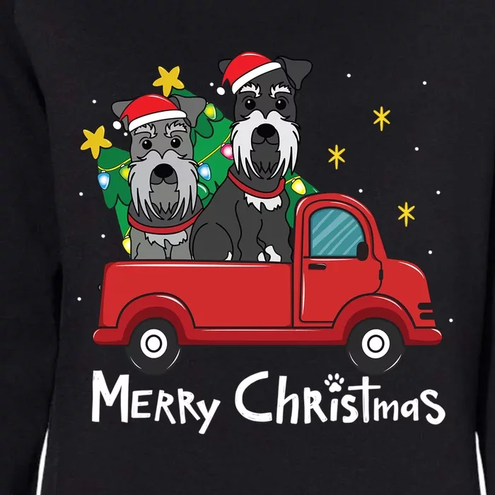 Miniature Schnauzer Christmas Truck Tree Mom Dad Xmas Gift Womens California Wash Sweatshirt