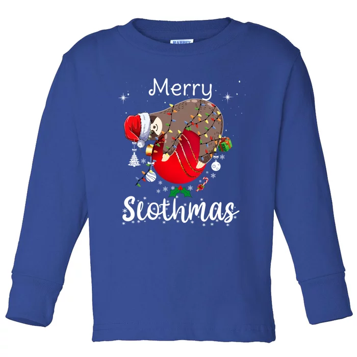 Merry Slothmas Christmas Pajama For Sloth Lovers Gift Toddler Long Sleeve Shirt