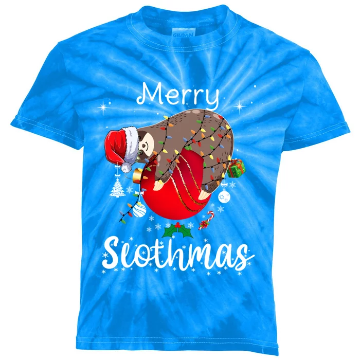 Merry Slothmas Christmas Pajama For Sloth Lovers Gift Kids Tie-Dye T-Shirt