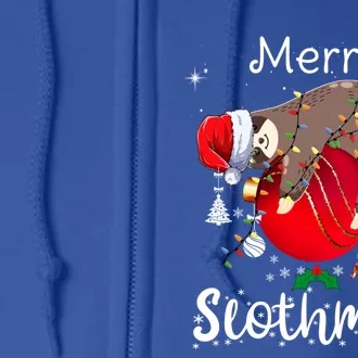 Merry Slothmas Christmas Pajama For Sloth Lovers Gift Full Zip Hoodie