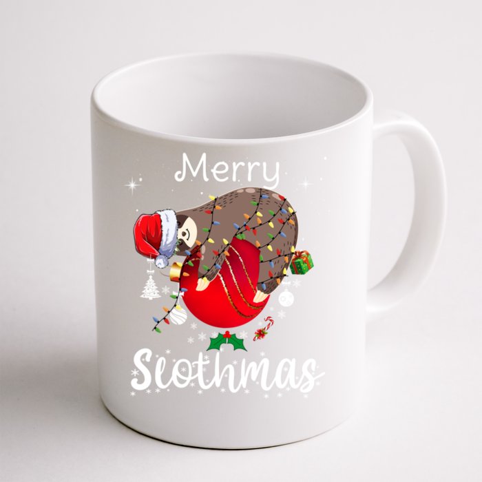 Merry Slothmas Christmas Pajama For Sloth Lovers Gift Front & Back Coffee Mug