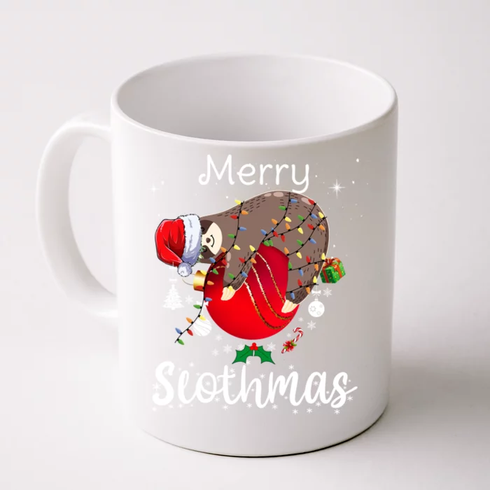 Merry Slothmas Christmas Pajama For Sloth Lovers Gift Front & Back Coffee Mug