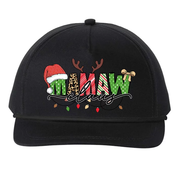 Mamaw Santa Claus Christmas Lights Pajama Family Matching Gift Snapback Five-Panel Rope Hat