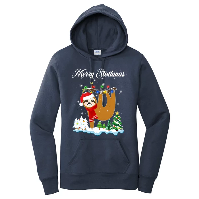 Merry Slothmas Christmas Pajama For Sloth Lovers Great Gift Women's Pullover Hoodie