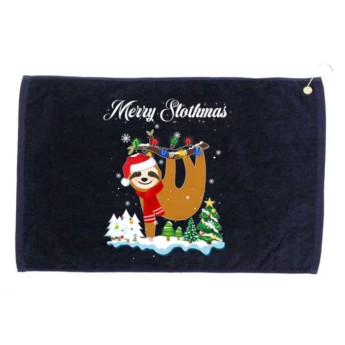 Merry Slothmas Christmas Pajama For Sloth Lovers Great Gift Grommeted Golf Towel