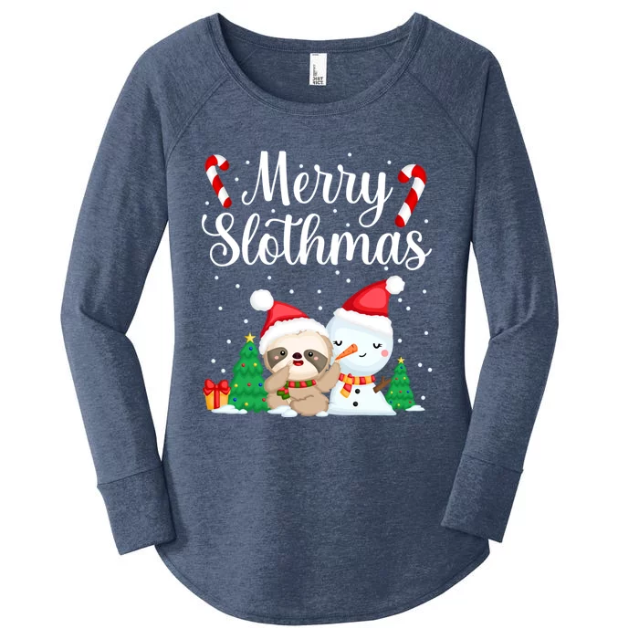 Merry Slothmas Christmas Pajama For Sloth Lovers Meaningful Gift Women's Perfect Tri Tunic Long Sleeve Shirt