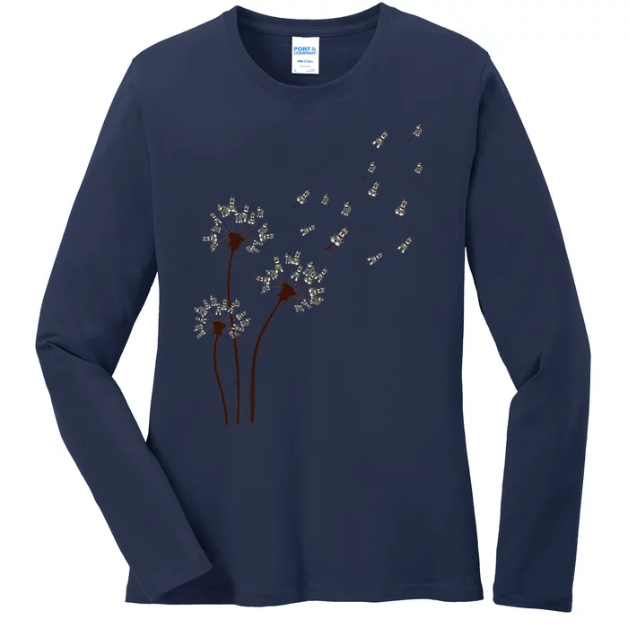 Miniature Schnauzer Dandelion Loves Dog For Mother's Day Dog Ladies Long Sleeve Shirt