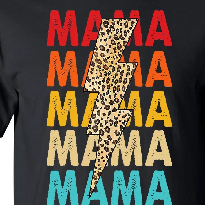 Mama Stacked Distressed Cheetah Leopard Lightning Bolt Mom Tall T-Shirt