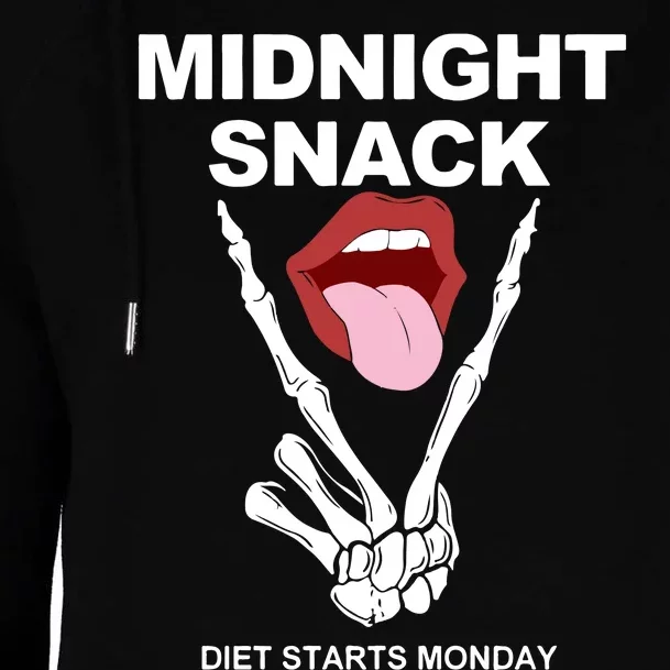 Midnight Snack Diet Starts Monday Womens Funnel Neck Pullover Hood