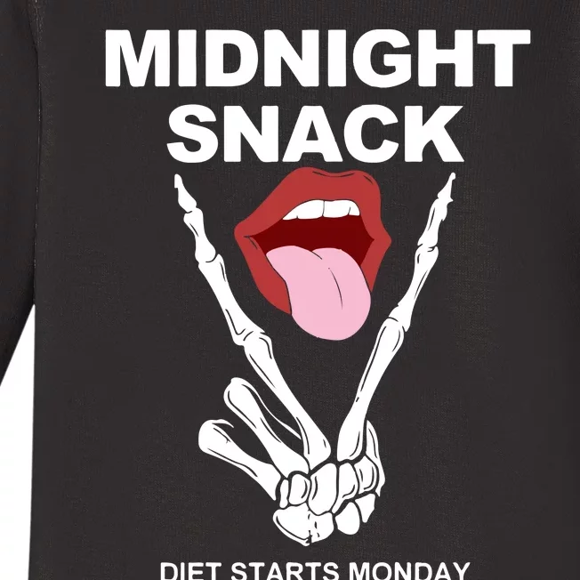 Midnight Snack Diet Starts Monday Baby Long Sleeve Bodysuit