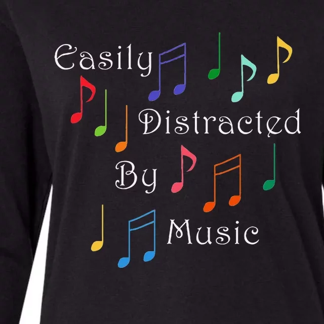 Musician Singer Distracted By Music Notes Art Womens Cotton Relaxed Long Sleeve T-Shirt