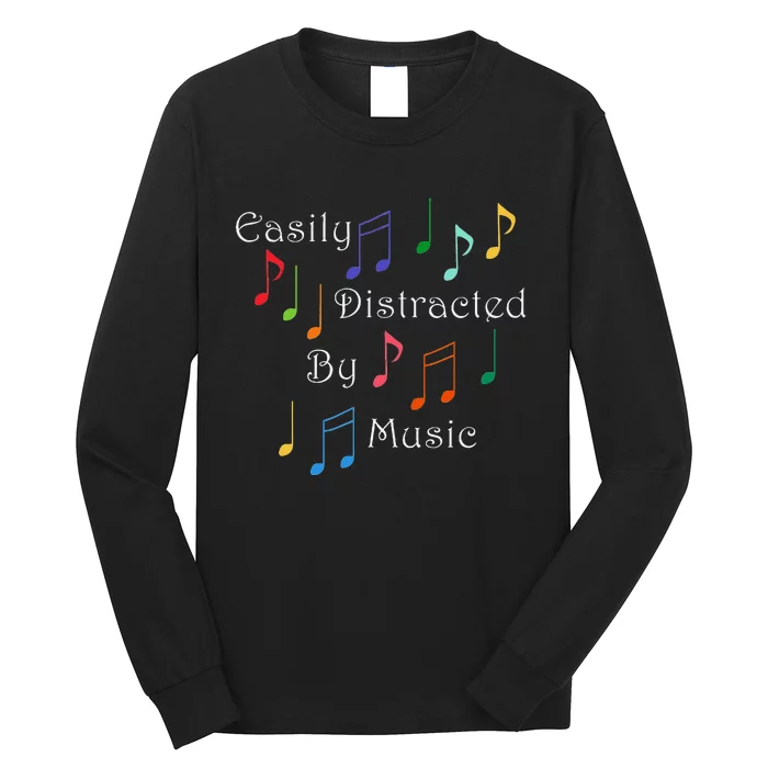 Musician Singer Distracted By Music Notes Art Long Sleeve Shirt