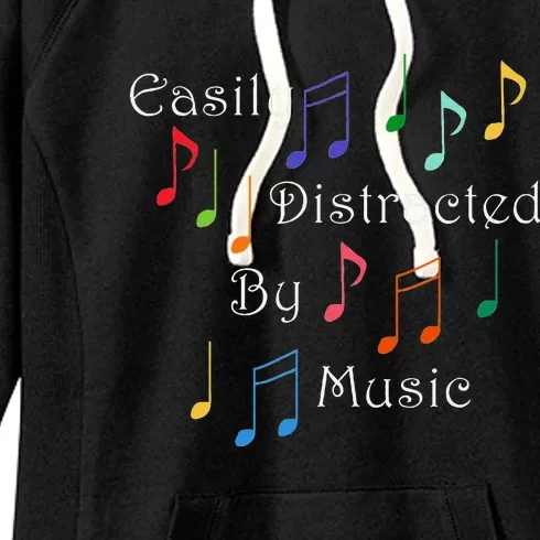 Musician Singer Distracted By Music Notes Art Women's Fleece Hoodie