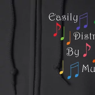 Musician Singer Distracted By Music Notes Art Full Zip Hoodie