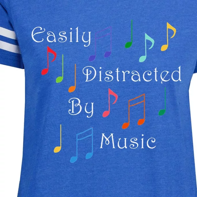 Musician Singer Distracted By Music Notes Art Enza Ladies Jersey Football T-Shirt