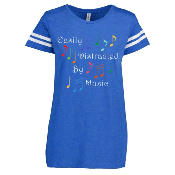 Musician Singer Distracted By Music Notes Art Enza Ladies Jersey Football T-Shirt