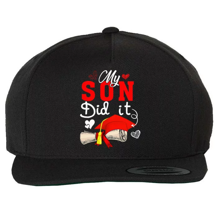 My Son Did It Cute Graduate Cap Proud Son Graduation Wool Snapback Cap