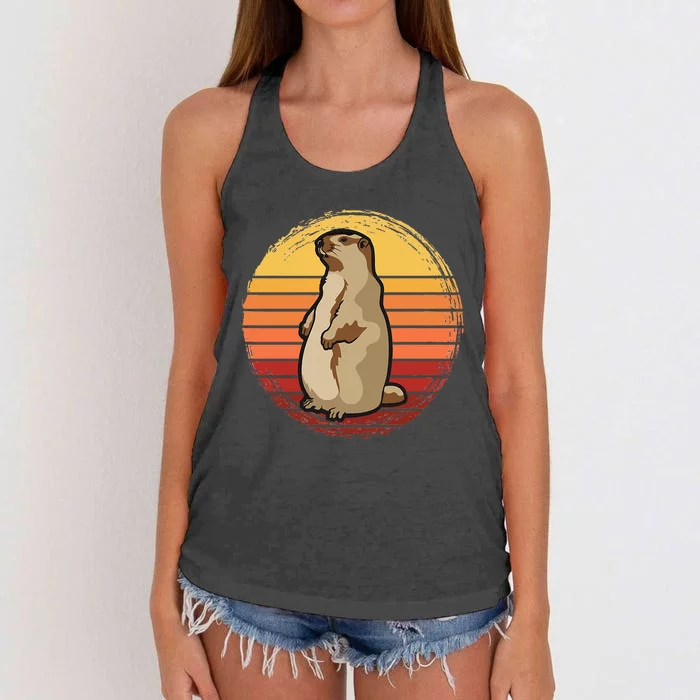 Marmot Sunset Design For Marmot Lovers Women's Knotted Racerback Tank