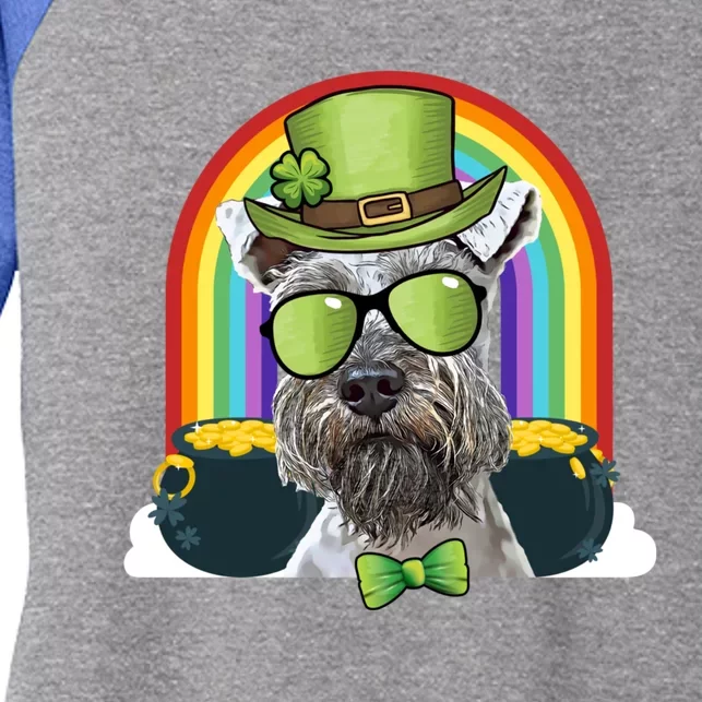 Miniature Schnauzer Dog Leprechaun Funny St Patricks Day Gift Women's Tri-Blend 3/4-Sleeve Raglan Shirt