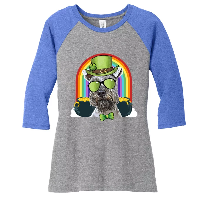 Miniature Schnauzer Dog Leprechaun Funny St Patricks Day Gift Women's Tri-Blend 3/4-Sleeve Raglan Shirt