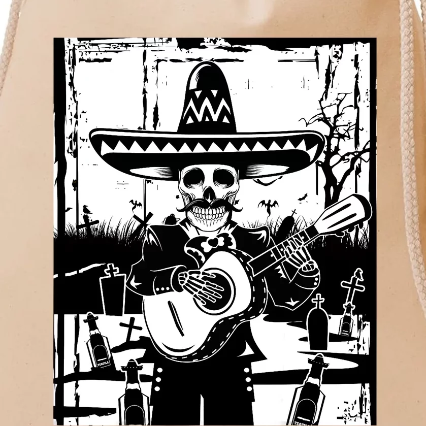 Mariachi Skeleton Dia De Los Muertos Tequila Drawstring Bag