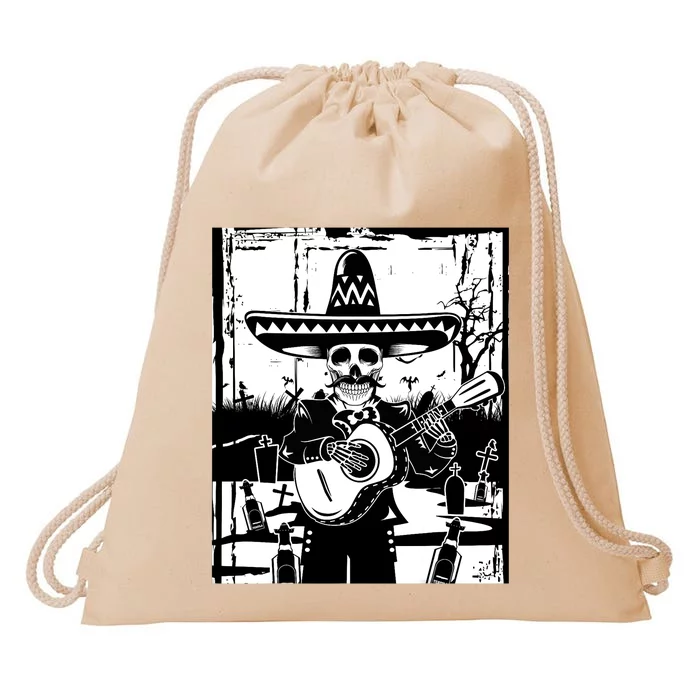 Mariachi Skeleton Dia De Los Muertos Tequila Drawstring Bag