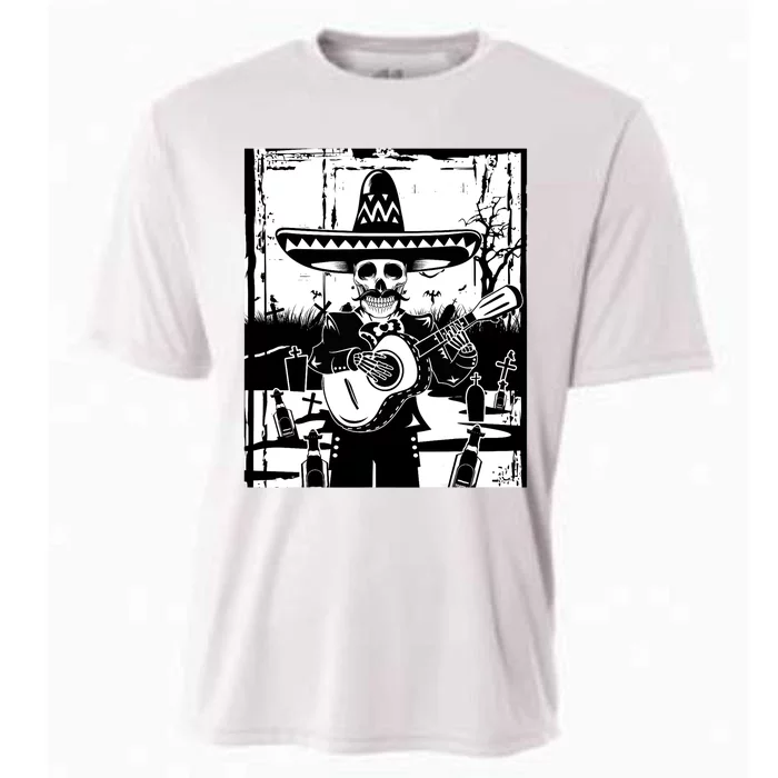 Mariachi Skeleton Dia De Los Muertos Tequila Cooling Performance Crew T-Shirt