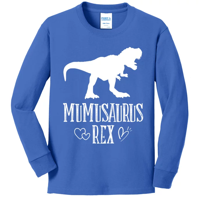 Mumu Saurus Dinosaur Mother Grandma Funny Matching Family Funny Gift Kids Long Sleeve Shirt