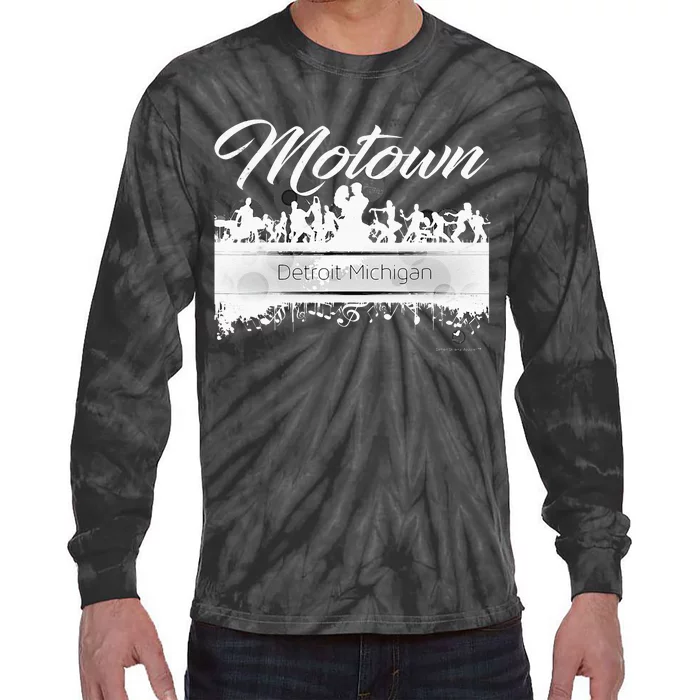 Motown Sound Detroit Michigan Distressed Vintage Tie-Dye Long Sleeve Shirt