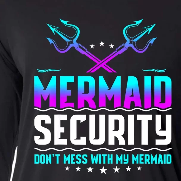 Mermaid Security Dont Mess With My Mermaid Dad Fathers Day Cooling Performance Long Sleeve Crew