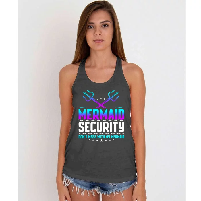 Mermaid Security Dont Mess With My Mermaid Dad Fathers Day Women's Knotted Racerback Tank