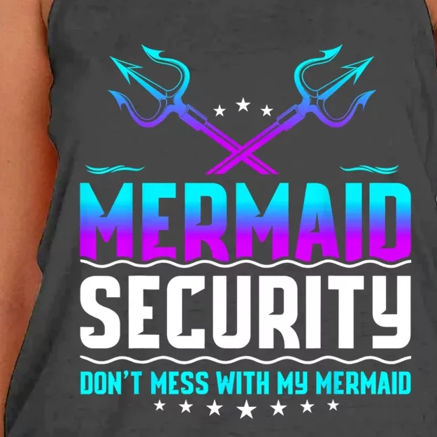 Mermaid Security Dont Mess With My Mermaid Dad Fathers Day Women's Knotted Racerback Tank