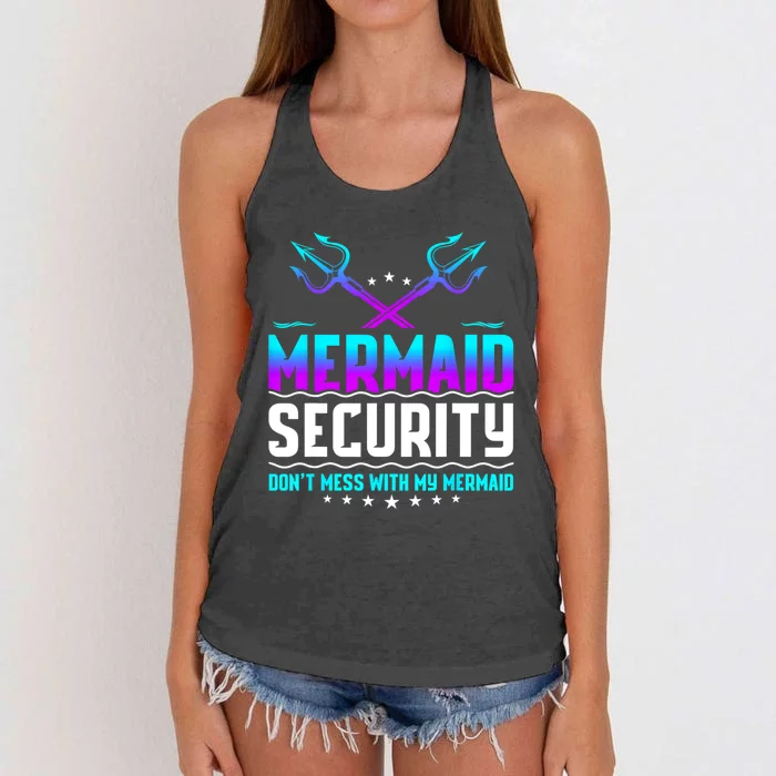 Mermaid Security Dont Mess With My Mermaid Dad Fathers Day Women's Knotted Racerback Tank