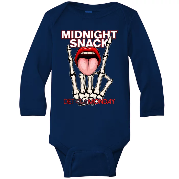 Midnight Snack Diet Starts Monday Baby Long Sleeve Bodysuit