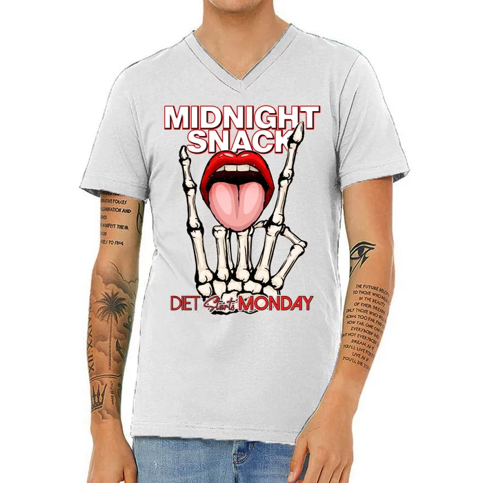 Midnight Snack Diet Starts Monday V-Neck T-Shirt