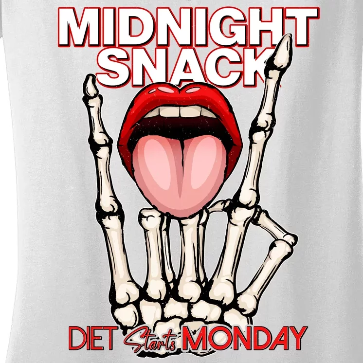 Midnight Snack Diet Starts Monday Women's V-Neck T-Shirt