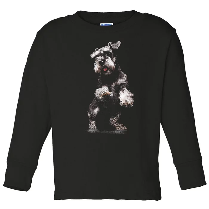 Miniature Schnauzer Dog Art Miniature Schnauzer Toddler Long Sleeve Shirt