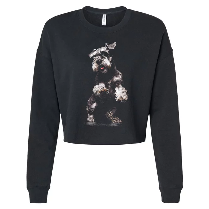 Miniature Schnauzer Dog Art Miniature Schnauzer Cropped Pullover Crew