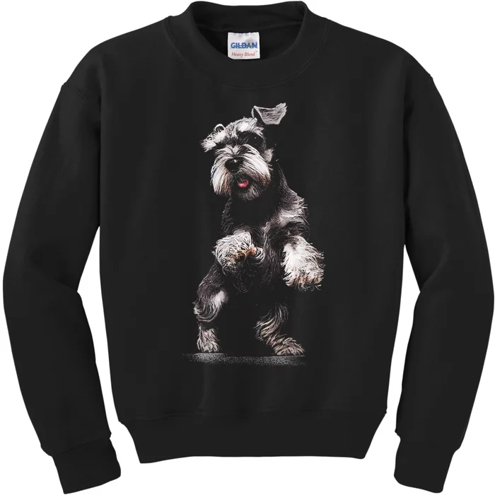 Miniature Schnauzer Dog Art Miniature Schnauzer Kids Sweatshirt