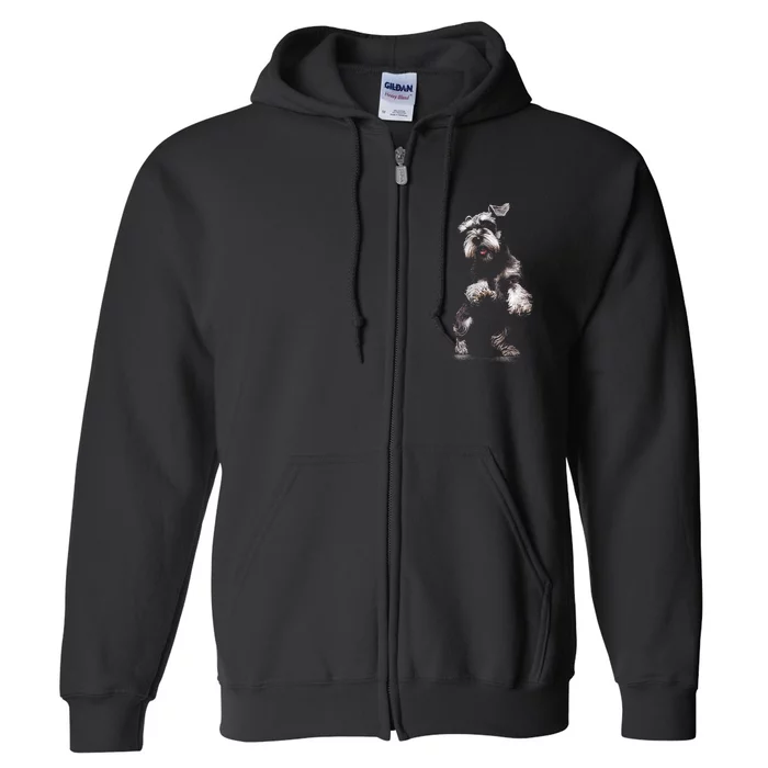 Miniature Schnauzer Dog Art Miniature Schnauzer Full Zip Hoodie