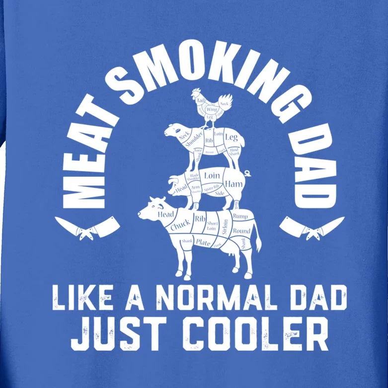 Meat Smoking Dad Meat Smoke Grilling Bbq Fathers Day Gift Kids Long Sleeve Shirt