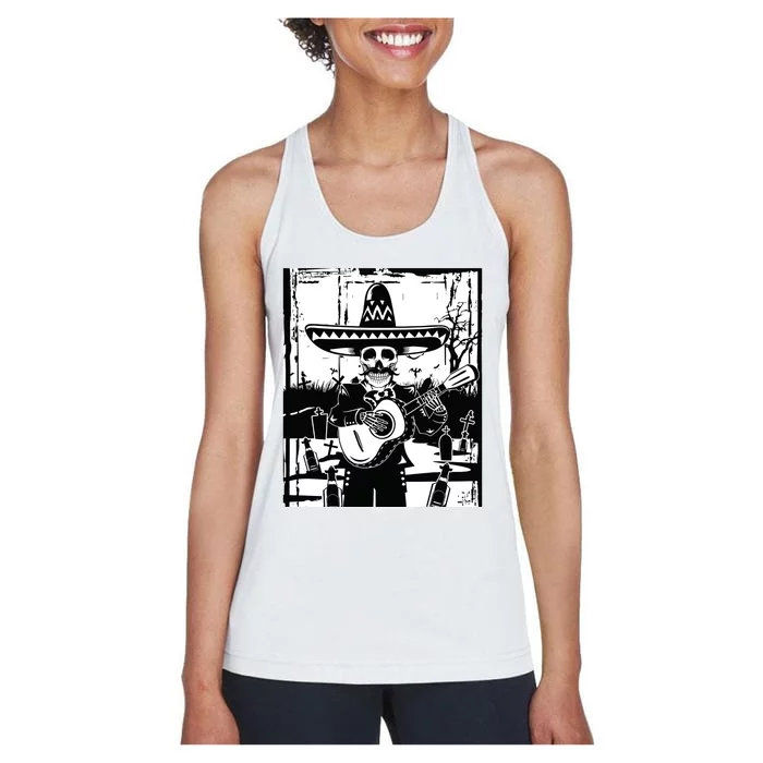 Mariachi Skeleton Dia De Los Muertos Tequila T Women's Racerback Tank