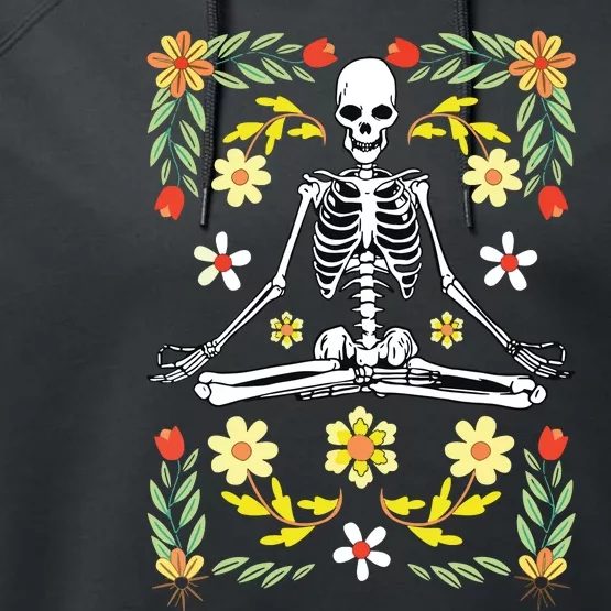 Meditating Skeleton Dia De Los Muertos Mexican Day Of Dead Performance Fleece Hoodie