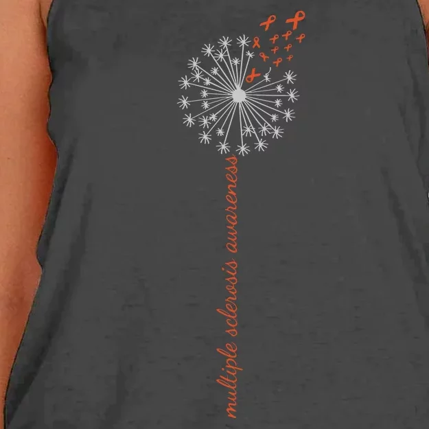 Multiple Sclerosis Dandelion MS Awareness Women's Knotted Racerback Tank