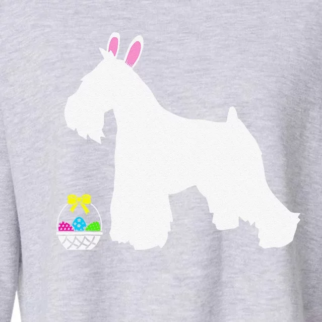 Miniature Schnauzer Easter Bunny Dog Silhouette Cropped Pullover Crew