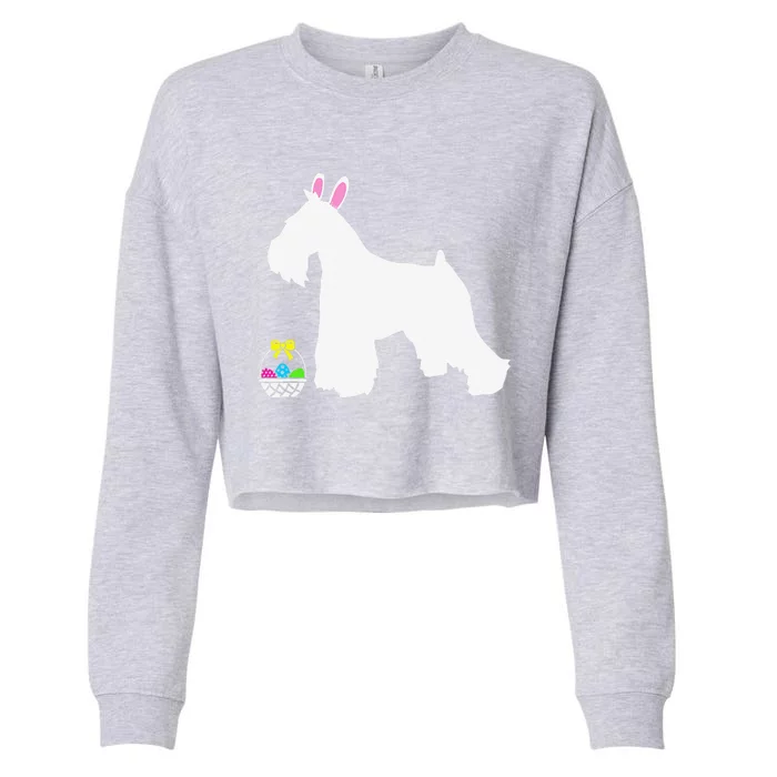 Miniature Schnauzer Easter Bunny Dog Silhouette Cropped Pullover Crew