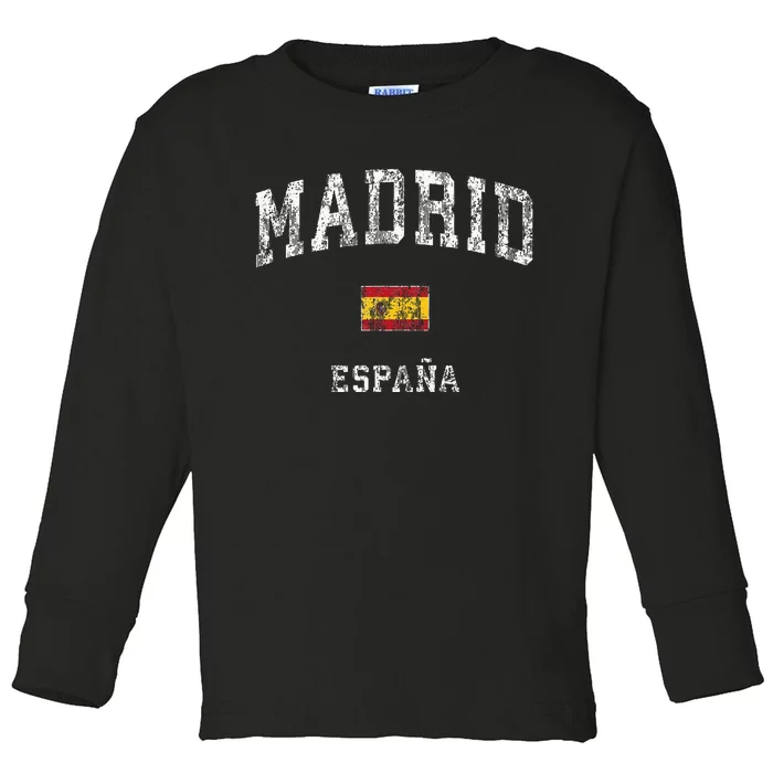 Madrid Spain Espana Vintage Athletic Sports Toddler Long Sleeve Shirt