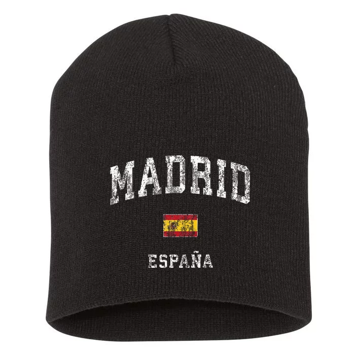 Madrid Spain Espana Vintage Athletic Sports Short Acrylic Beanie